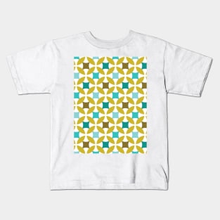 Mid Mod Gold Teal Brown Robin's Egg Blue Decor Print Kids T-Shirt